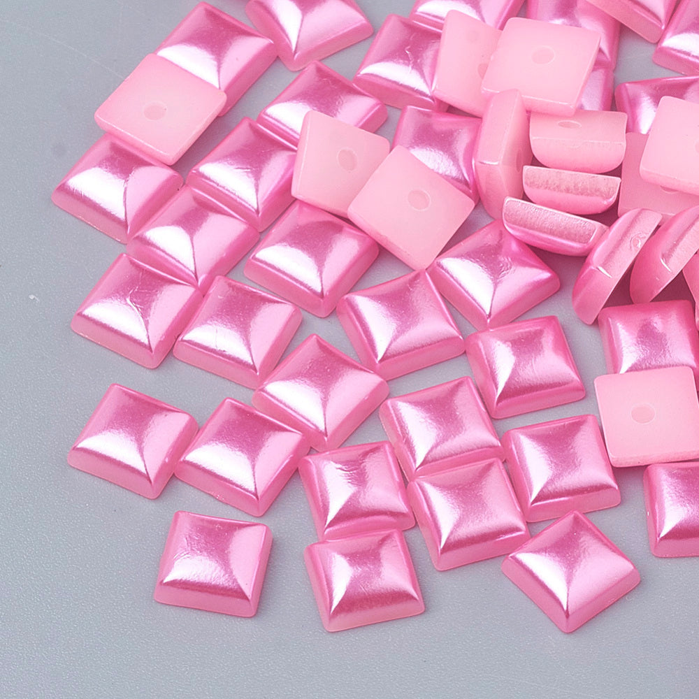 390pcs pearlised 6mm square cabochons, 6 colours imitation pearl embellishments / toppers
