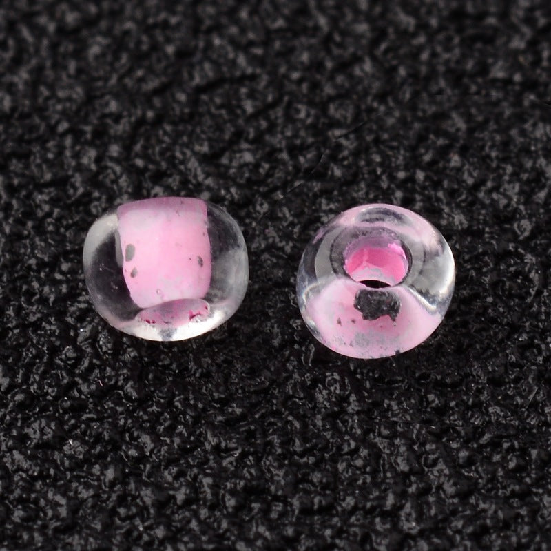 2mm candy pink glass seed beads (clear & pink), 50g - 1kg
