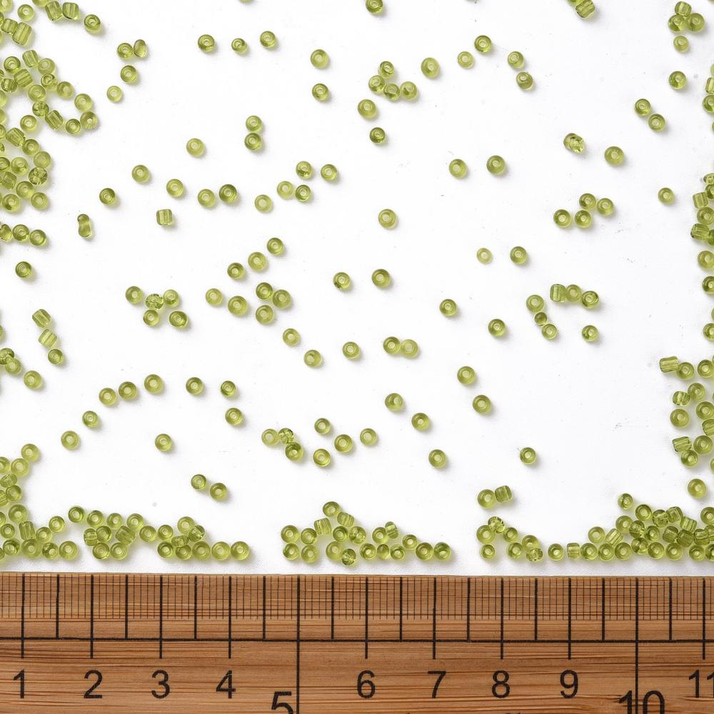 2mm translucent moss green glass seed beads, 50g - 1kg