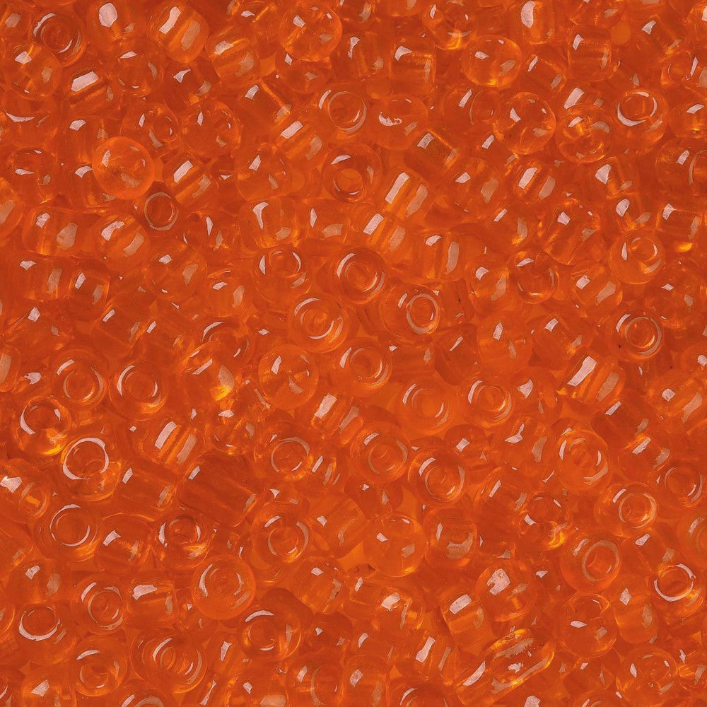 4mm orange translucent glass seed beads, 50g