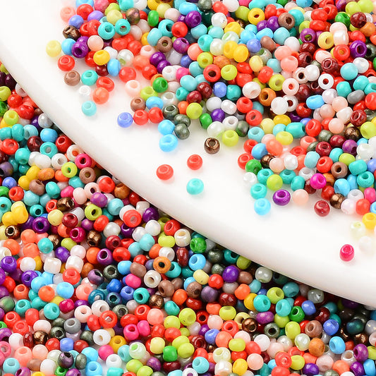 3mm x 2mm (approx.) opaque mix glass seed beads, 50g - 1kg
