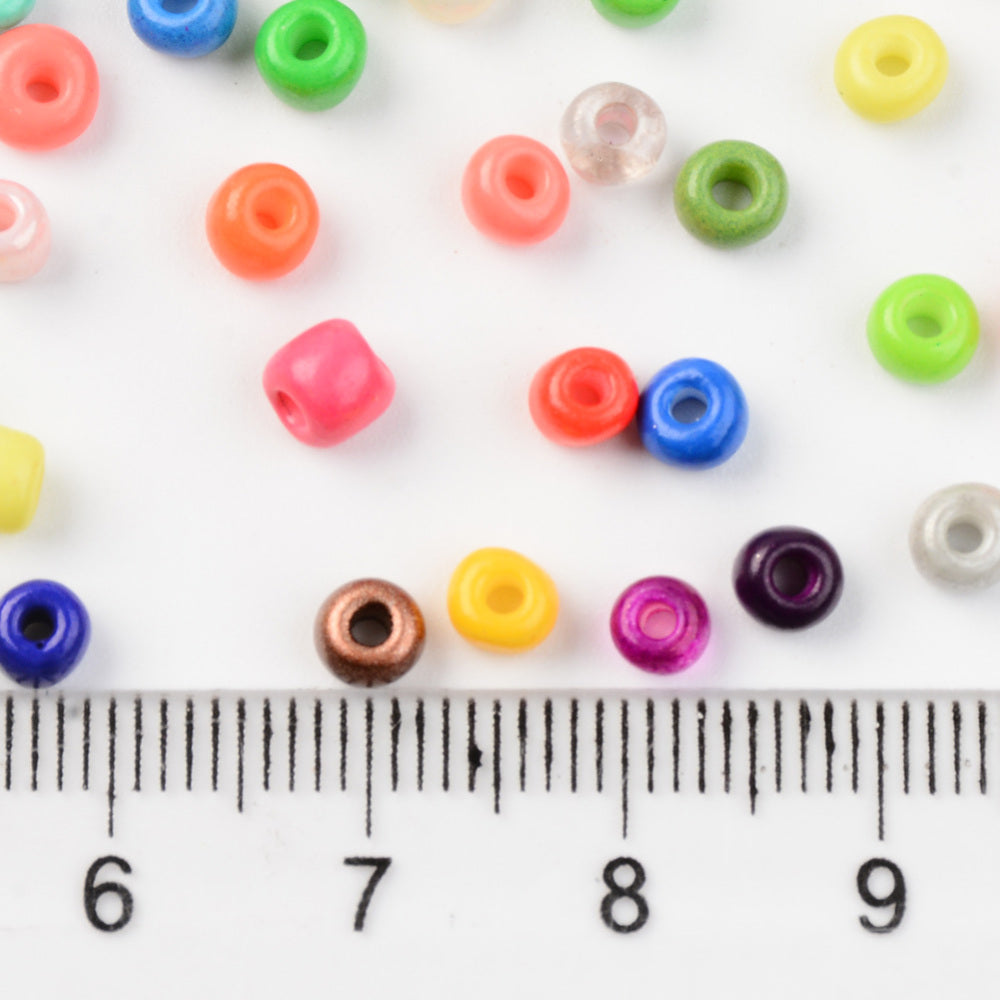 3mm x 2mm (approx.) opaque mix glass seed beads, 50g - 1kg