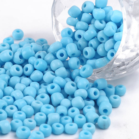 4mm light sky blue glass seed beads, 50g