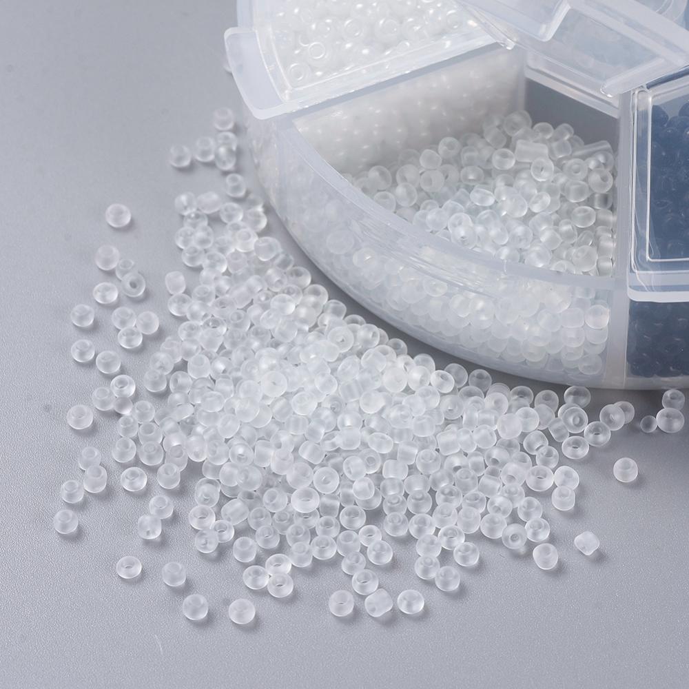 2mm seed bead selection box - black / white / grey, assorted styles and finishes