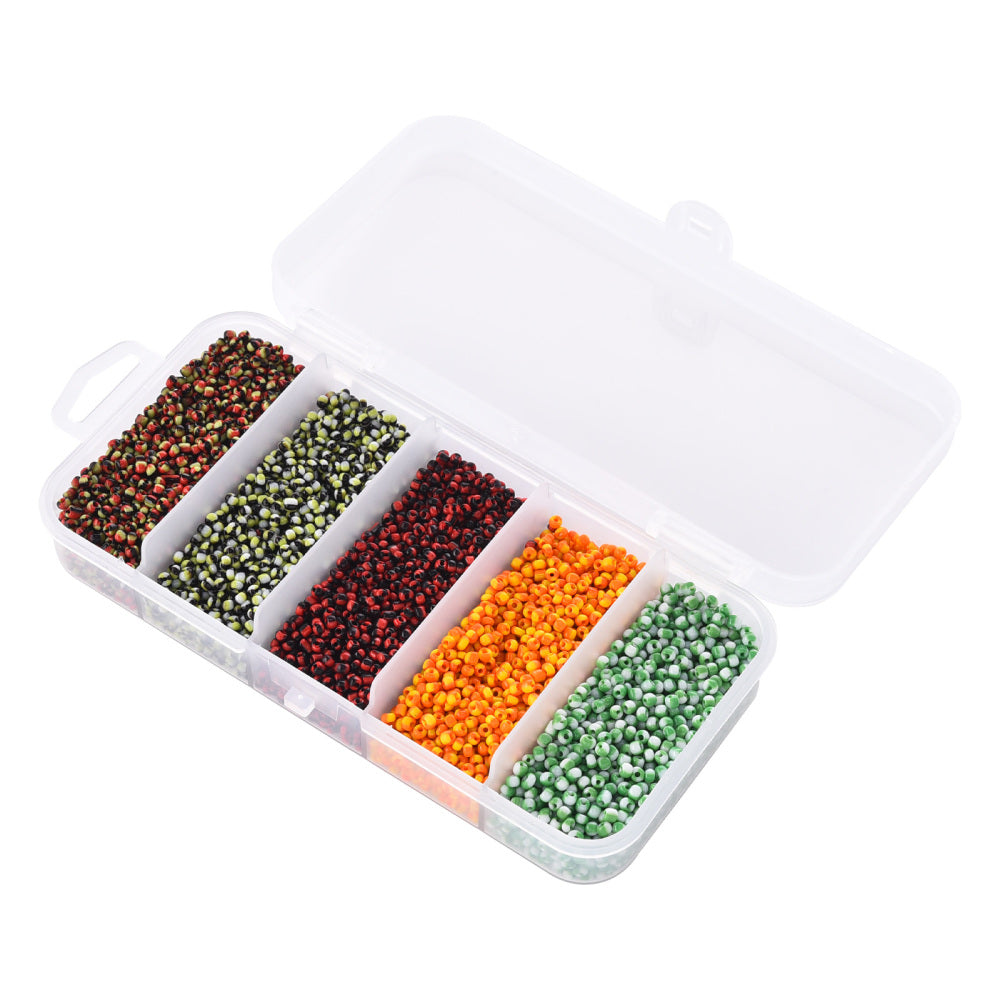 90g 2mm Halloween mix 2 striped glass seed bead seep selection box