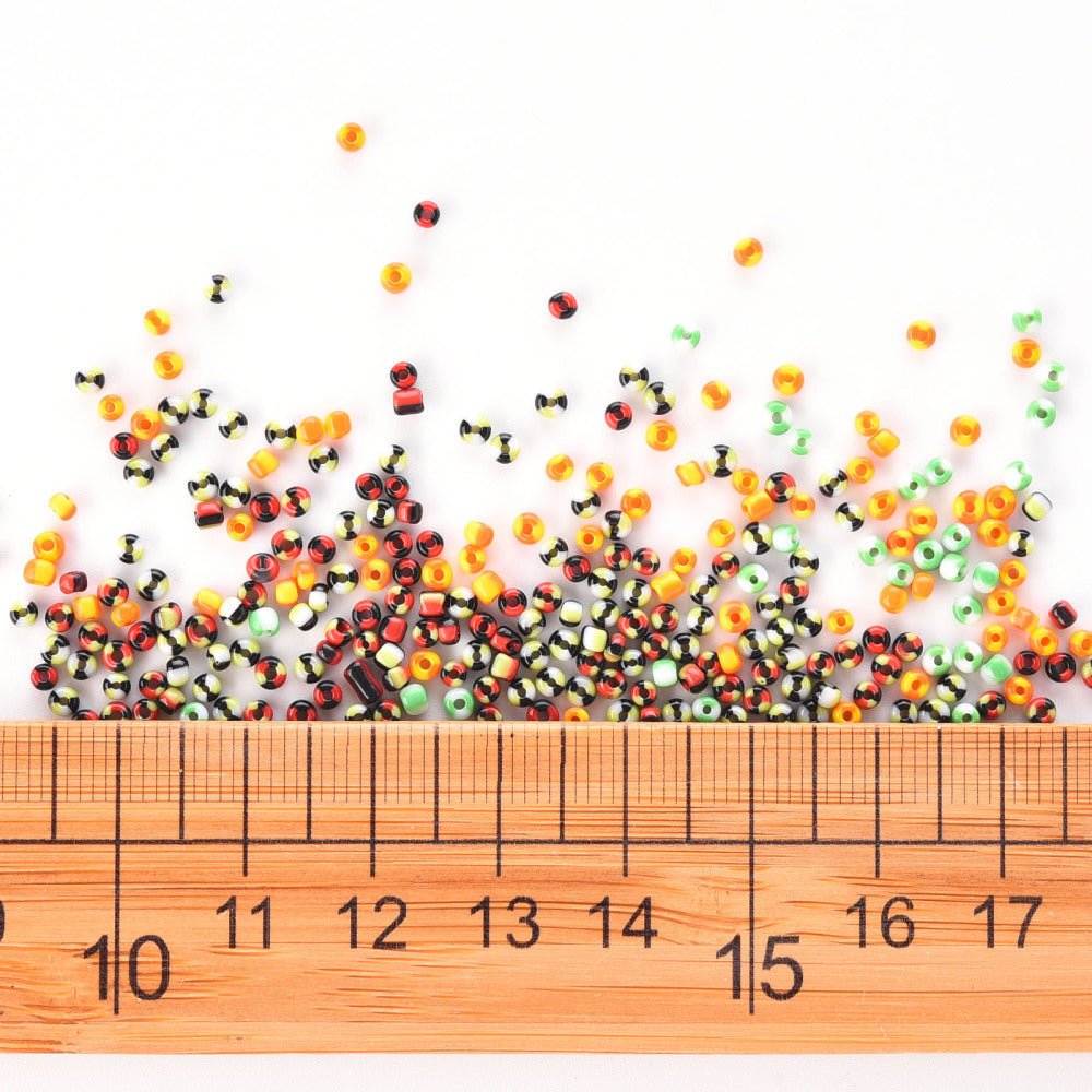 90g 2mm Halloween mix 2 striped glass seed bead seep selection box
