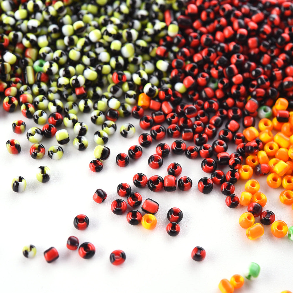 90g 2mm Halloween mix 2 striped glass seed bead seep selection box