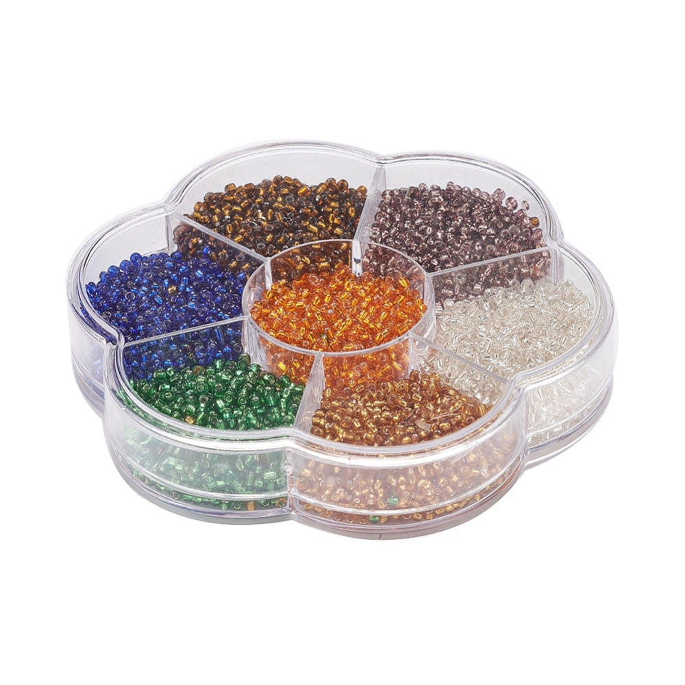 Autumn 2mm seed bead selection box - silver lined