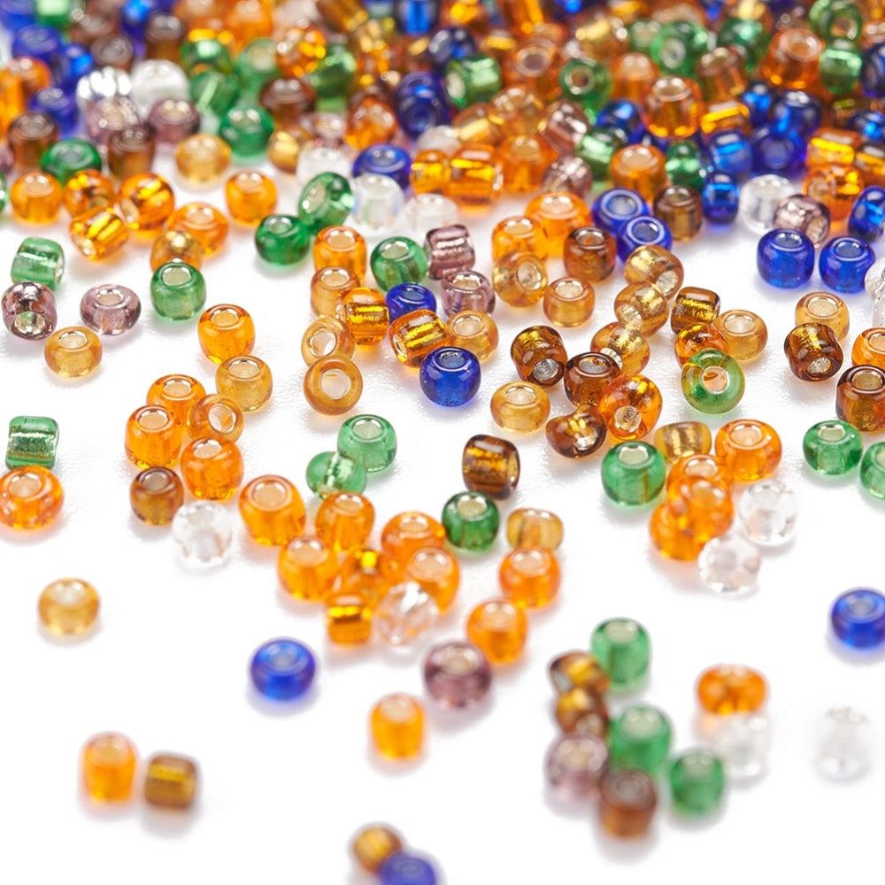 Autumn 2mm seed bead selection box - silver lined