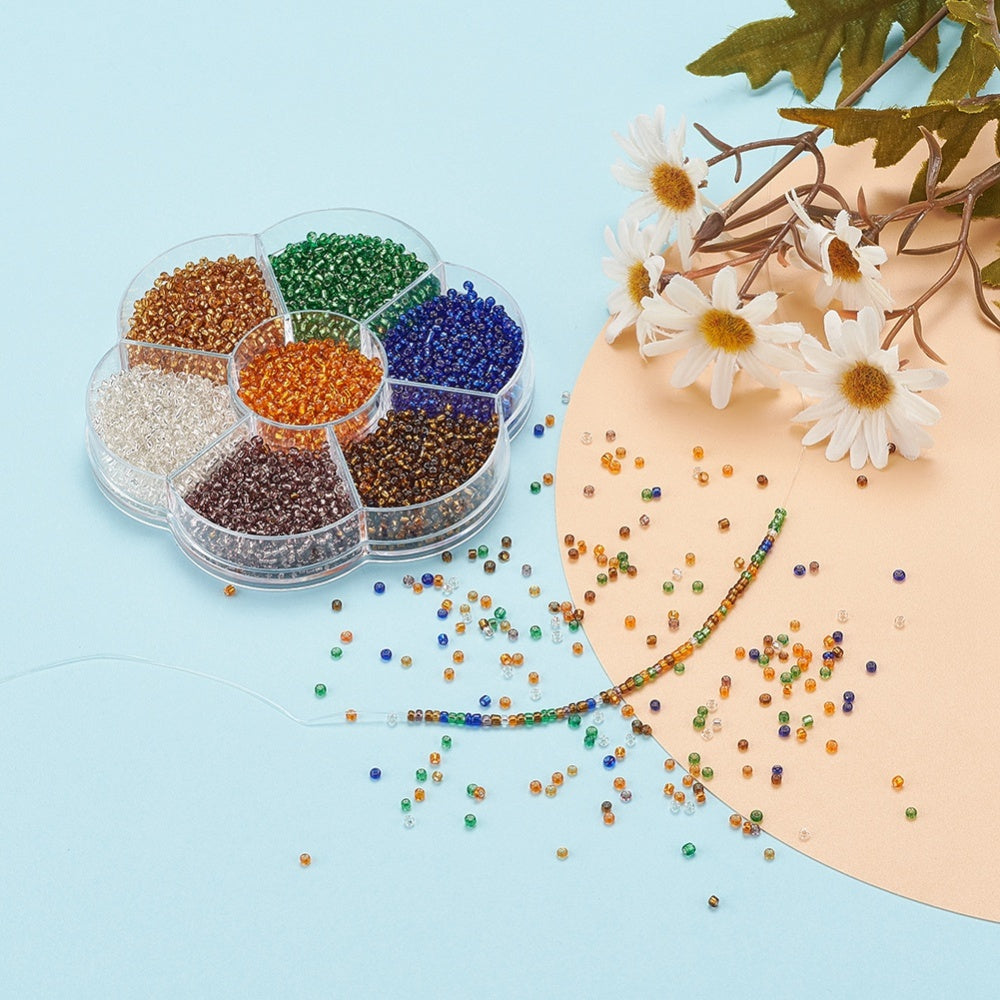 Autumn 2mm seed bead selection box - silver lined