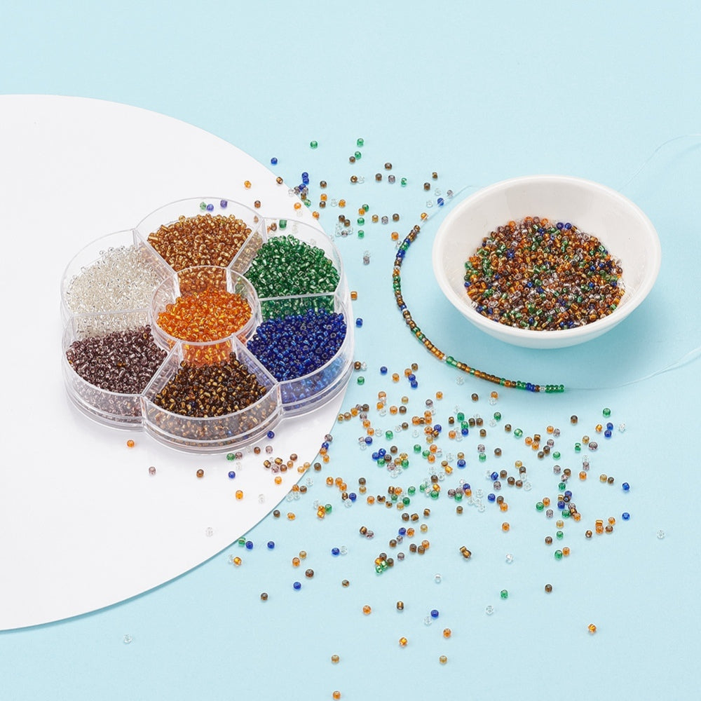 Autumn 2mm seed bead selection box - silver lined