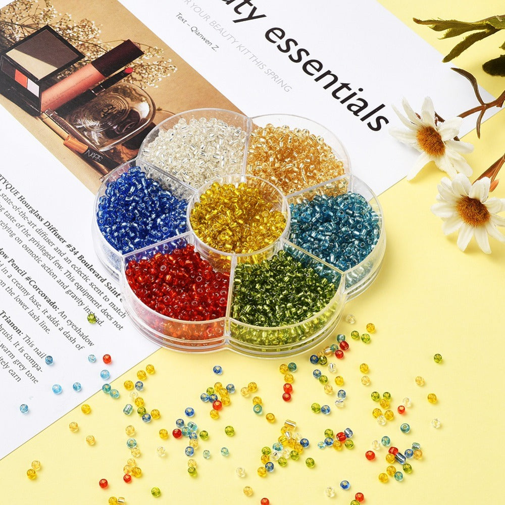 Bright 3mm seed bead selection box - 1400pcs silver lined