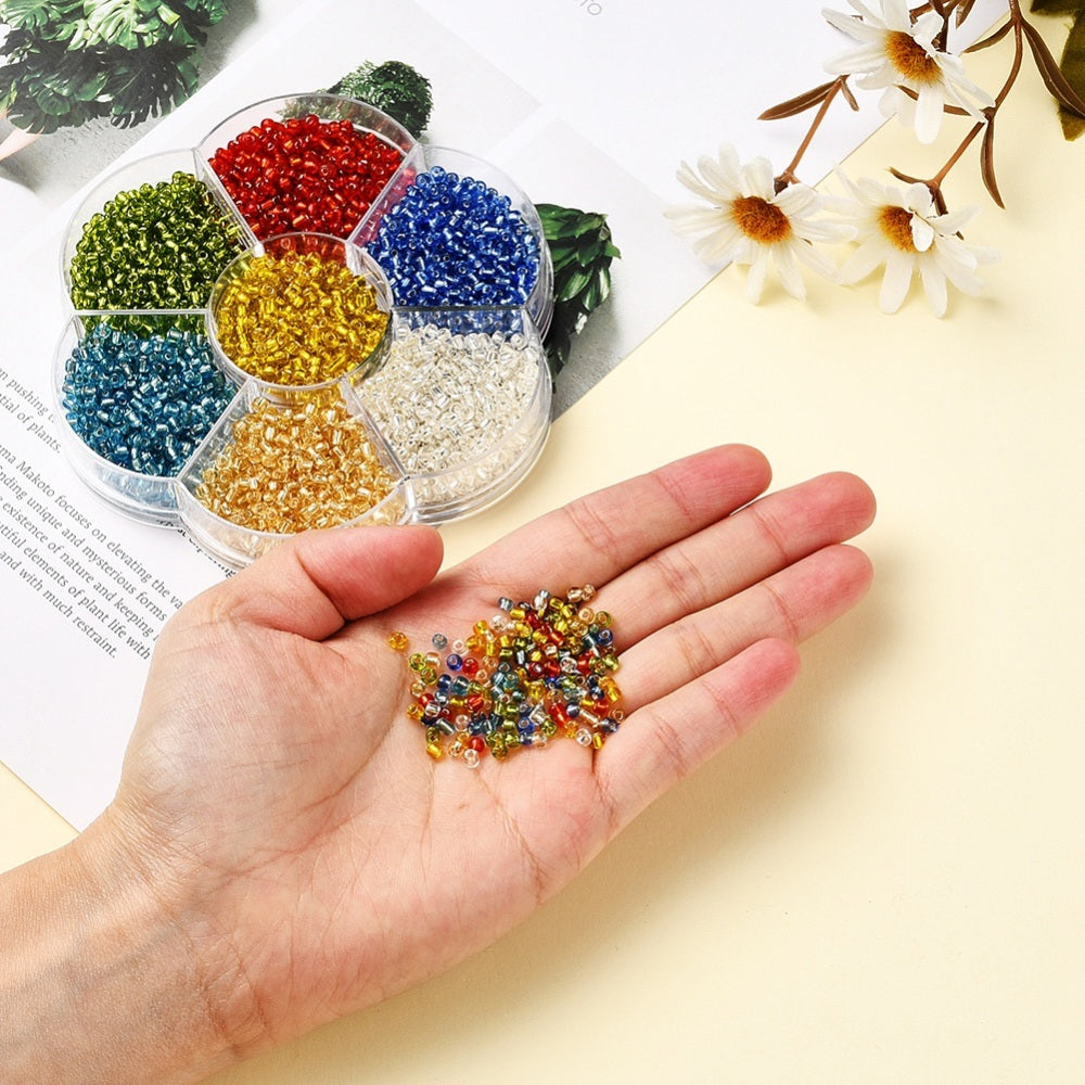 Bright 3mm seed bead selection box - 1400pcs silver lined