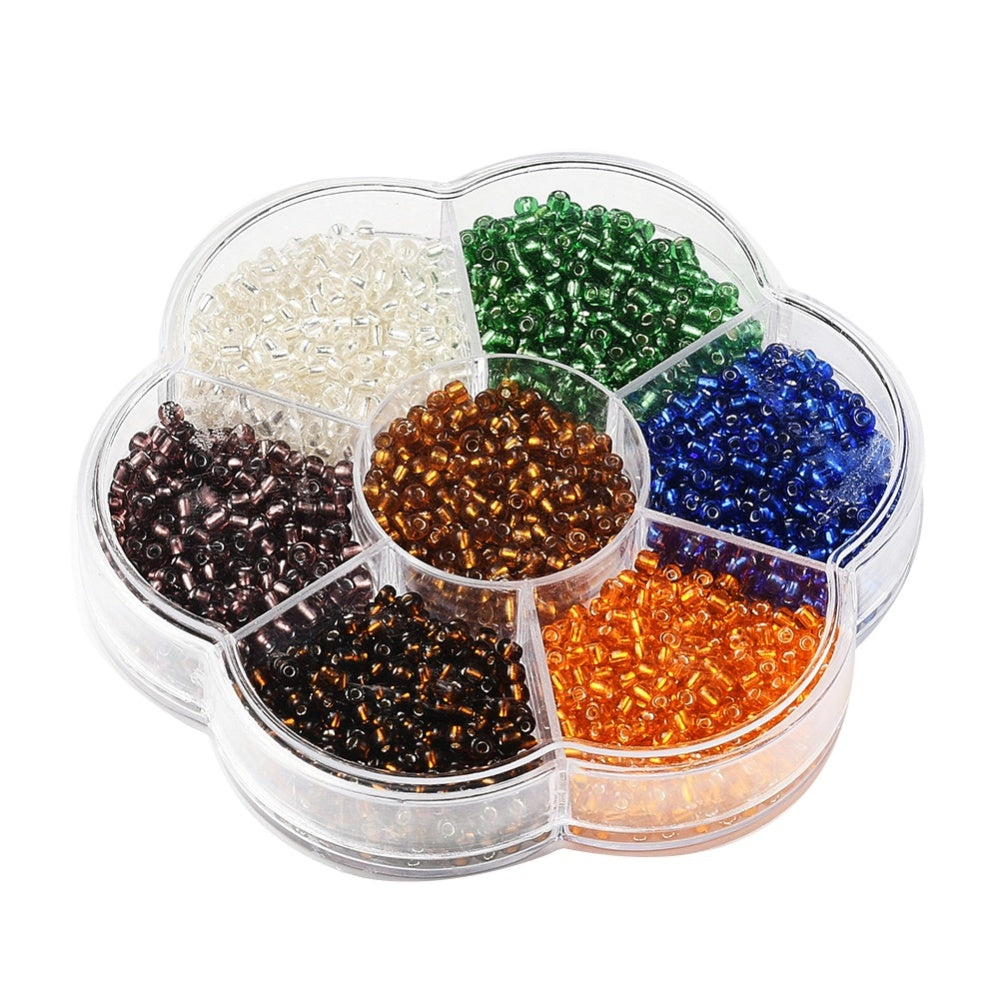 Autumn 3mm seed bead selection box - 1400pcs silver lined