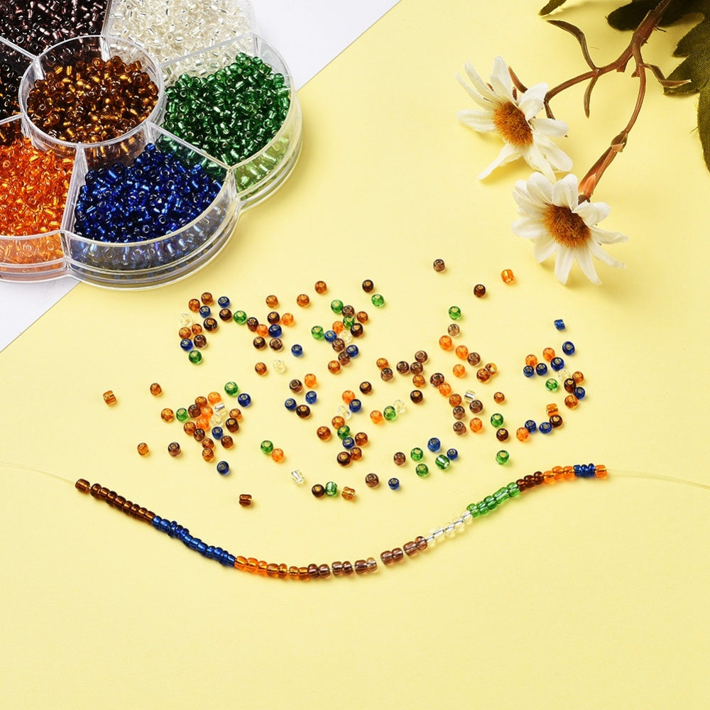 Autumn 3mm seed bead selection box - 1400pcs silver lined