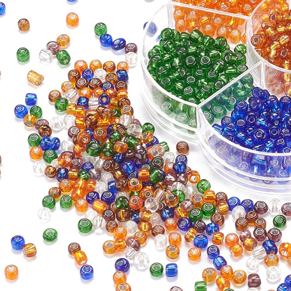 Autumn 4mm seed bead selection box - 700pcs silver lined