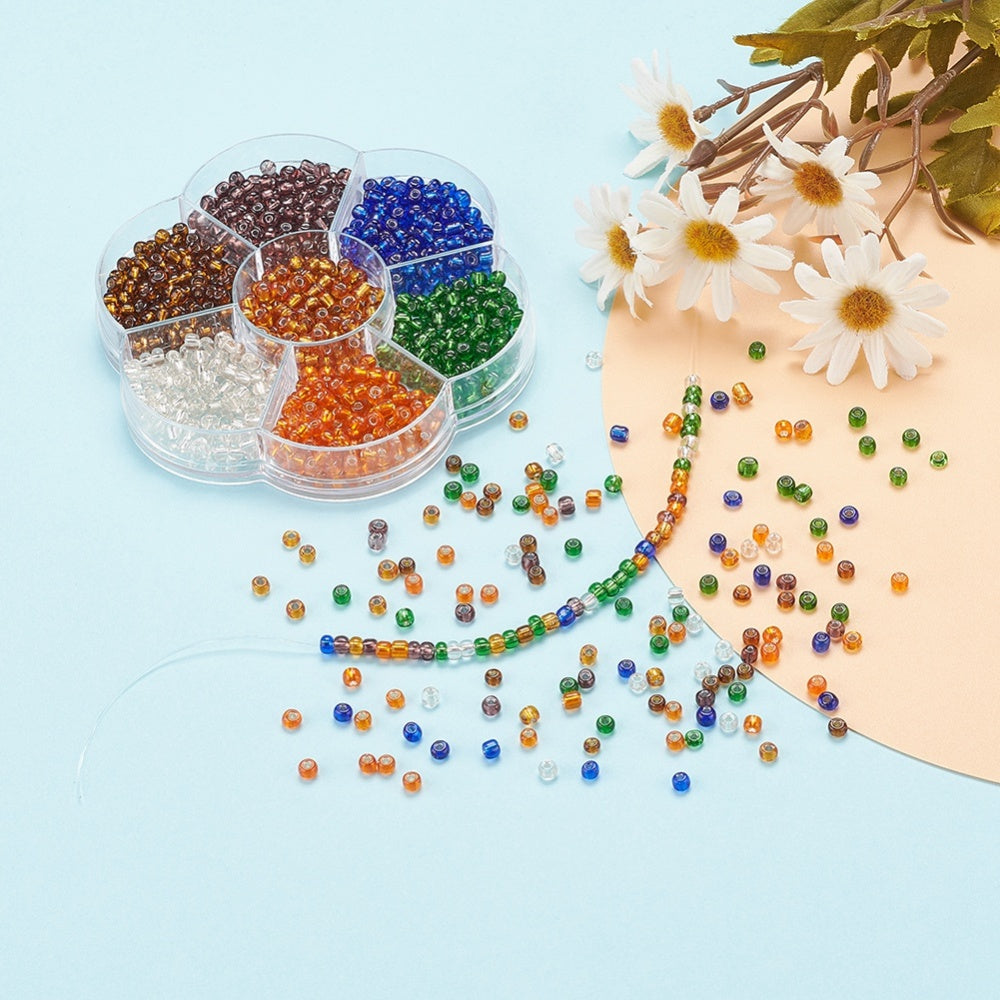 Autumn 4mm seed bead selection box - 700pcs silver lined