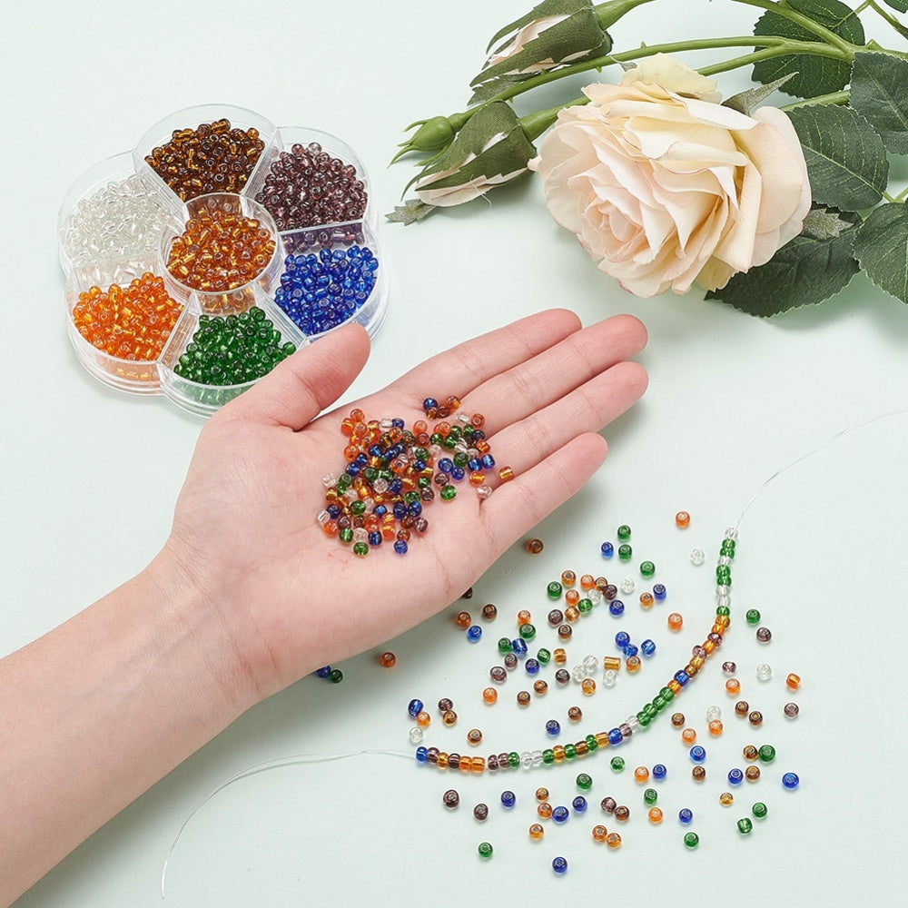 Autumn 4mm seed bead selection box - 700pcs silver lined