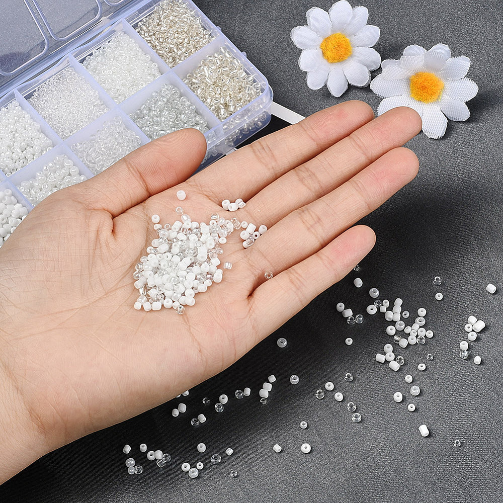 150g assorted white & clear 2mm & 3mm seed bead selection box