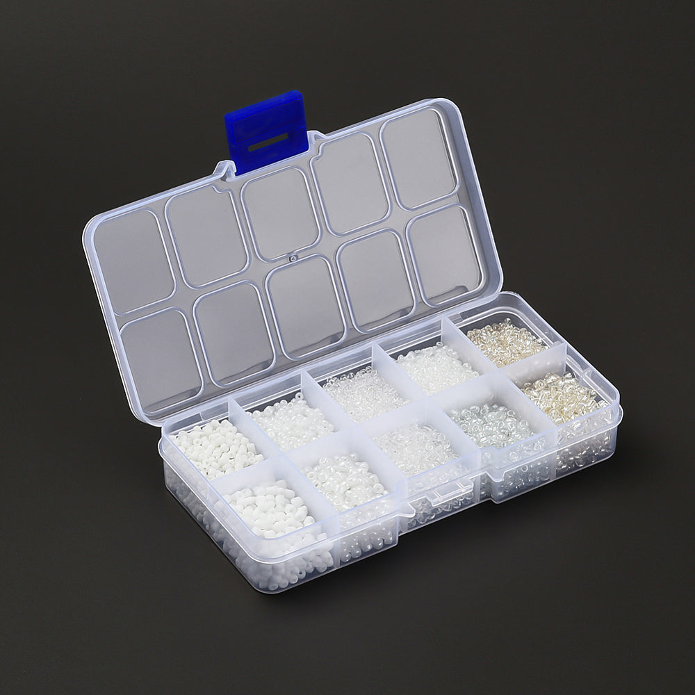 150g assorted white & clear 2mm & 3mm seed bead selection box