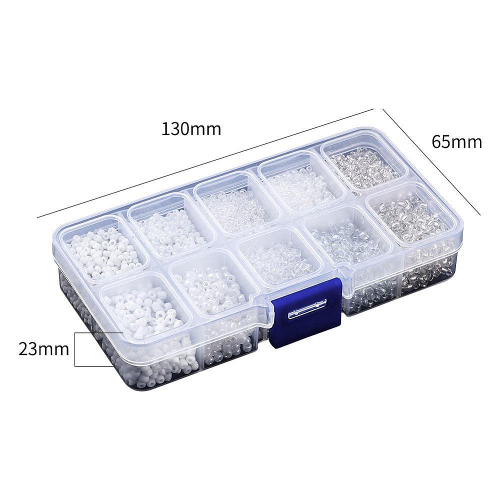 150g assorted white & clear 2mm & 3mm seed bead selection box