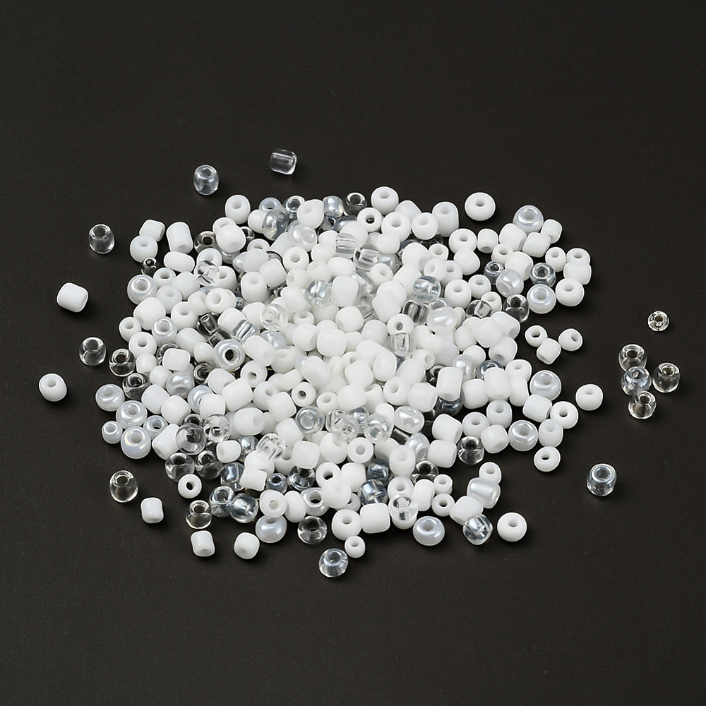 150g assorted white & clear 2mm & 3mm seed bead selection box