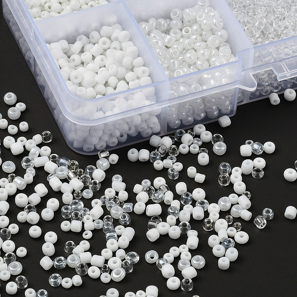 150g assorted white & clear 2mm & 3mm seed bead selection box