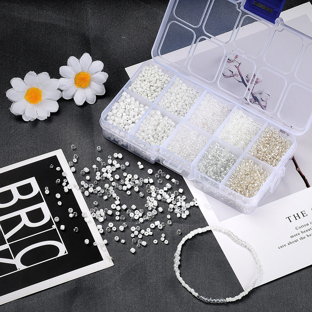 150g assorted white & clear 2mm & 3mm seed bead selection box