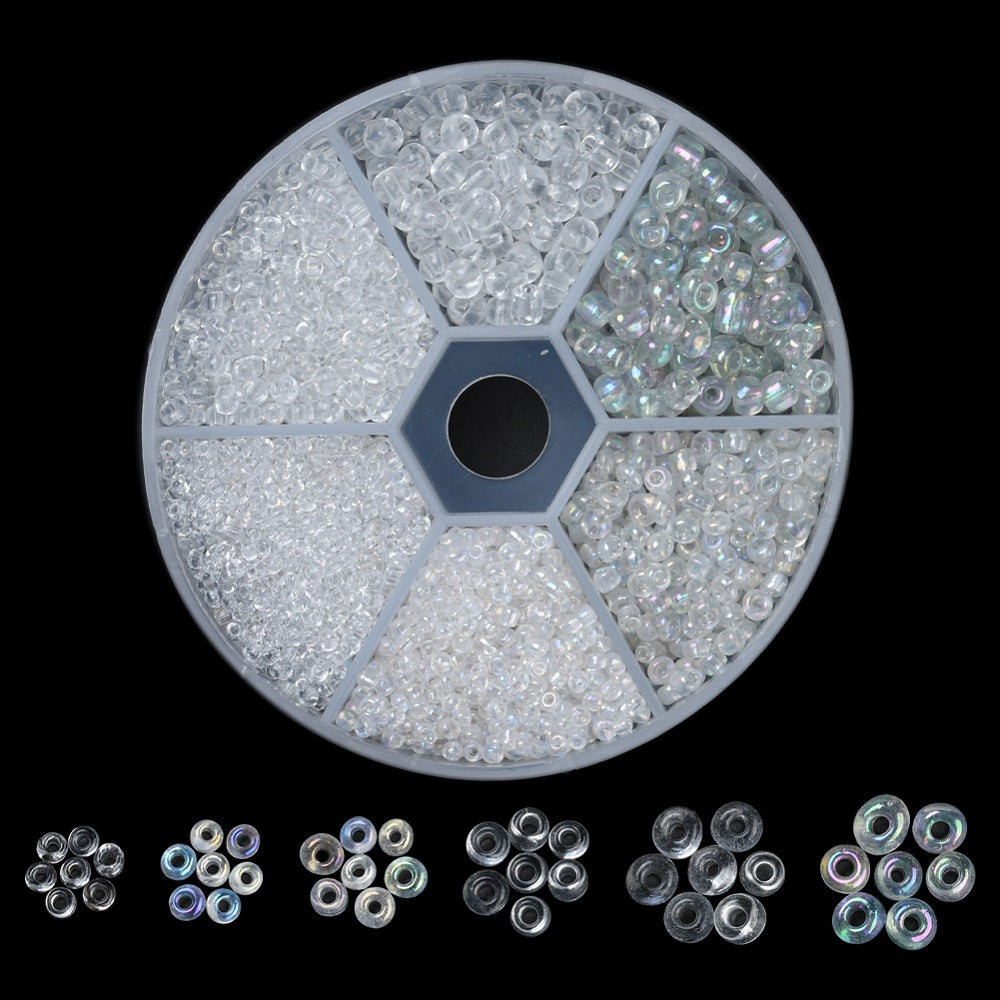 2, 3, 4mm seed bead selection box - clear, assorted styles and finishes
