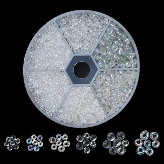 2, 3, 4mm seed bead selection box - clear, assorted styles and finishes