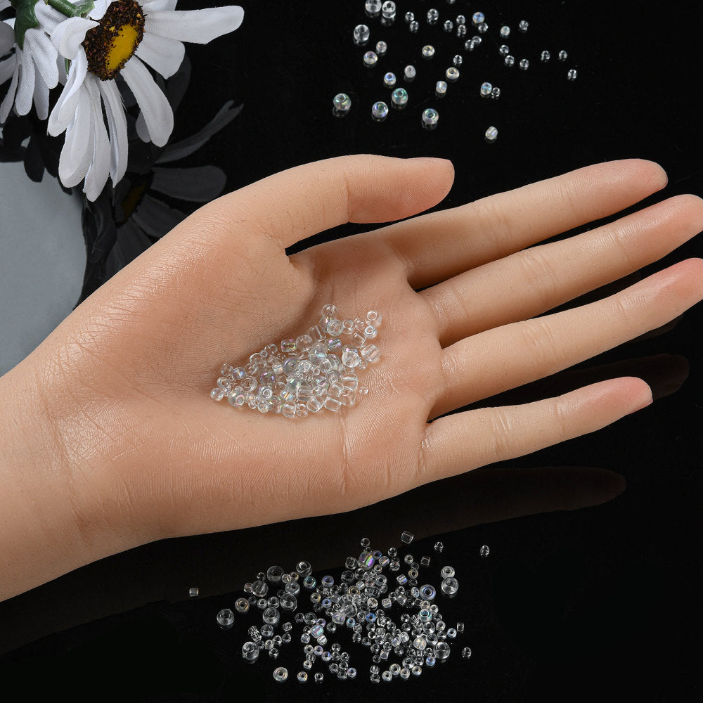 2, 3, 4mm seed bead selection box - clear, assorted styles and finishes