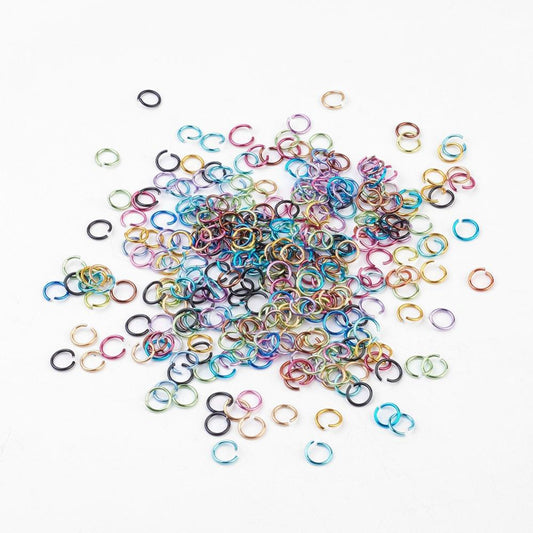 250pcs multicoloured 8mm aluminium open jump rings