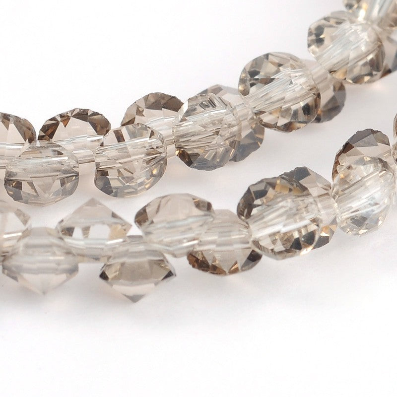 360pcs diamond shape 4mm faceted glass beads, black / orange / light grey