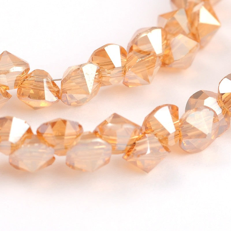 360pcs diamond shape 4mm faceted glass beads, black / orange / light grey
