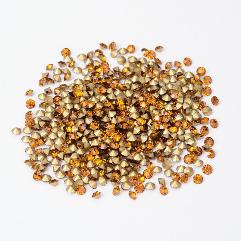 210pcs pointed glass rhinestone 6mm mix, plated back