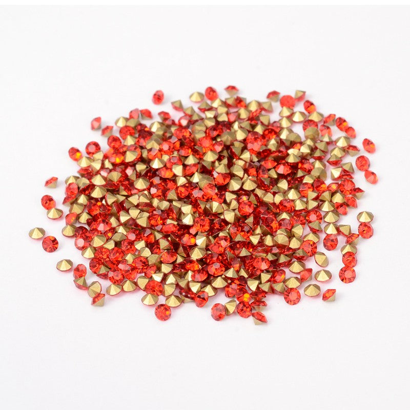 210pcs pointed glass rhinestone 6mm mix, plated back