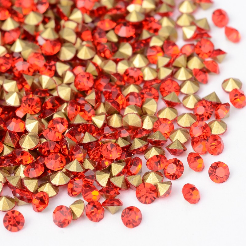 210pcs pointed glass rhinestone 6mm mix, plated back