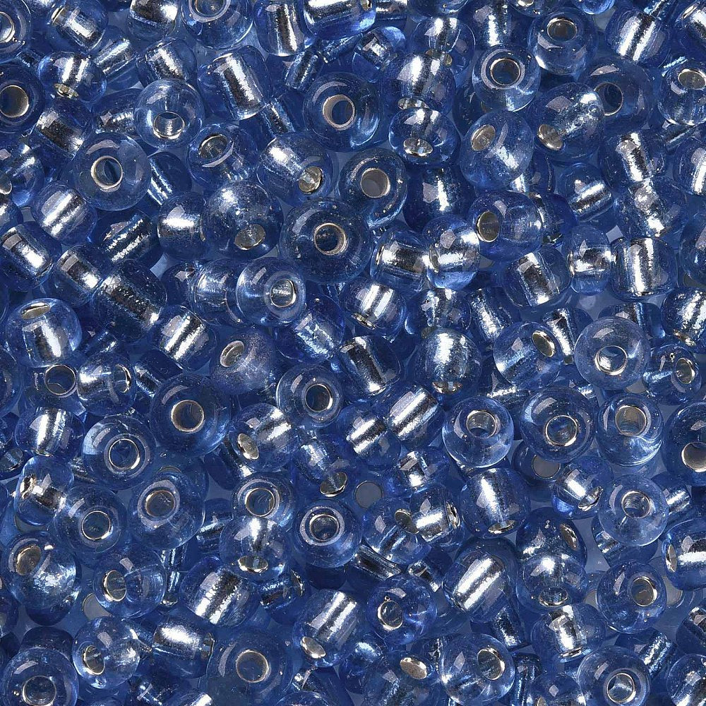 4mm royal blue silver lined glass seed beads, 50g