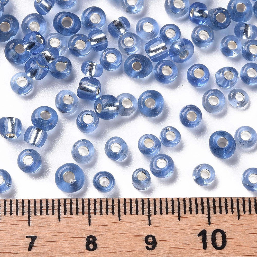 4mm royal blue silver lined glass seed beads, 50g