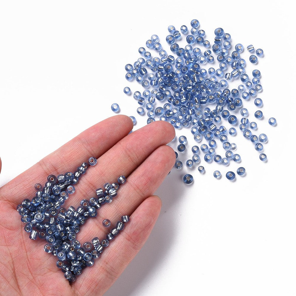 4mm royal blue silver lined glass seed beads, 50g