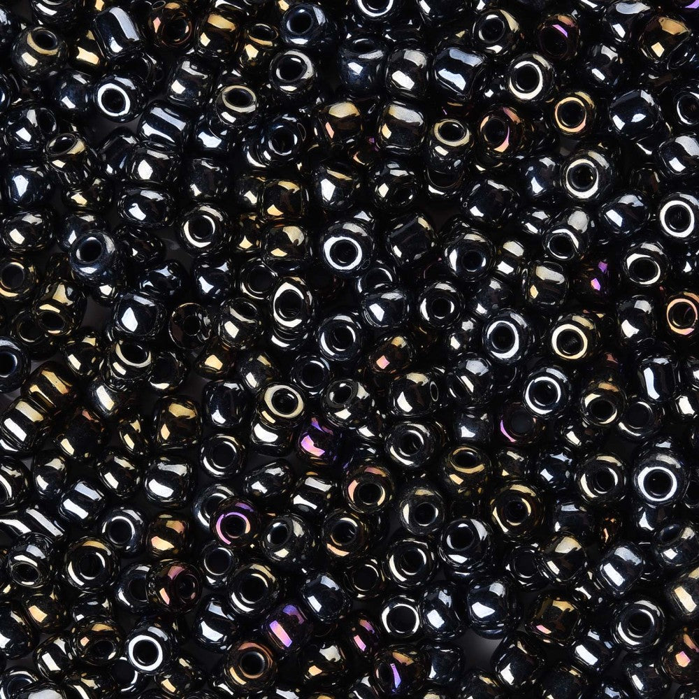 4mm black iris finish glass seed beads, 50g