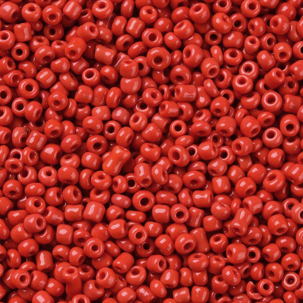 2mm opaque red glass seed beads, 50g
