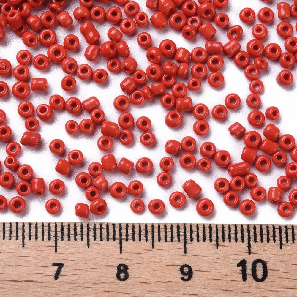 2mm opaque red glass seed beads, 50g