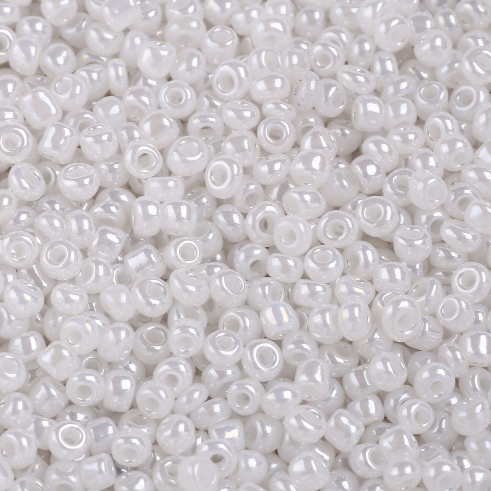3mm pearlised white glass seed beads, 50g - 1kg