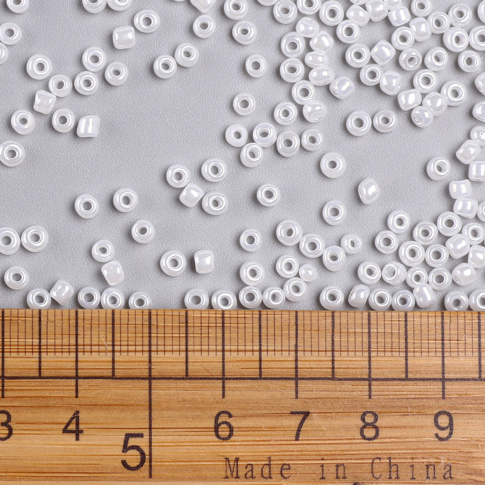 3mm pearlised white glass seed beads, 50g - 1kg