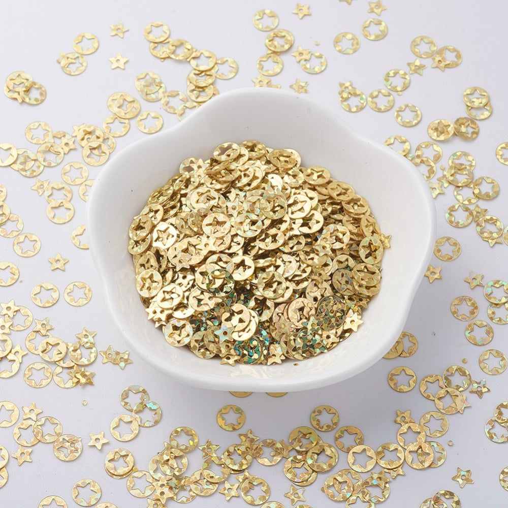 15g pack 6mm gold star outlines sequin embellishment toppers