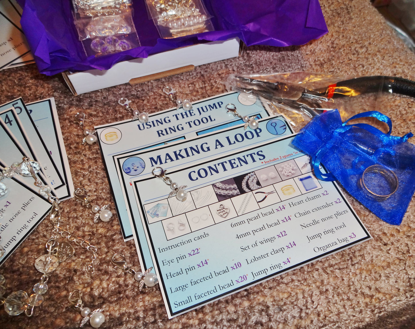 DIY Beading Kit - Angels & Glacier Bracelets. Learn fun new bead craft skills - with full colour instructions, tools + everything you need!