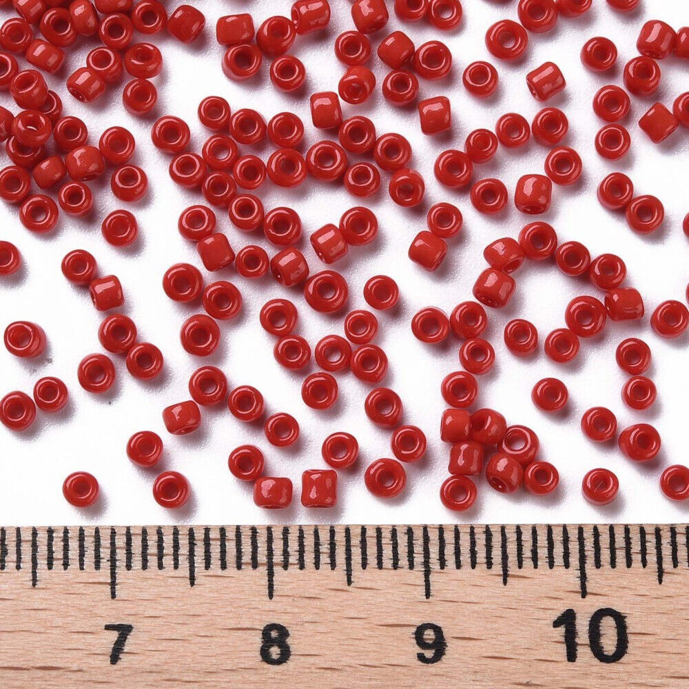 2mm crimson red glass seed beads, 50g