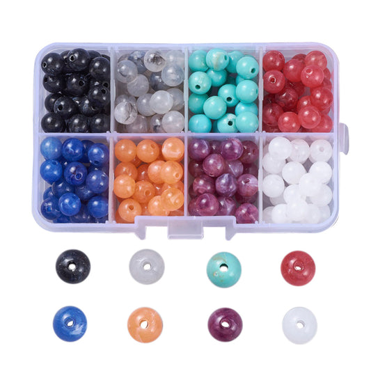 200pcs 8mm imitation gemstone beads in box, 2mm hole