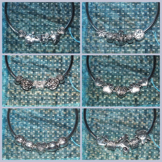 Bangle with European charms - assorted themes, pets / ocean / nature / love etc.